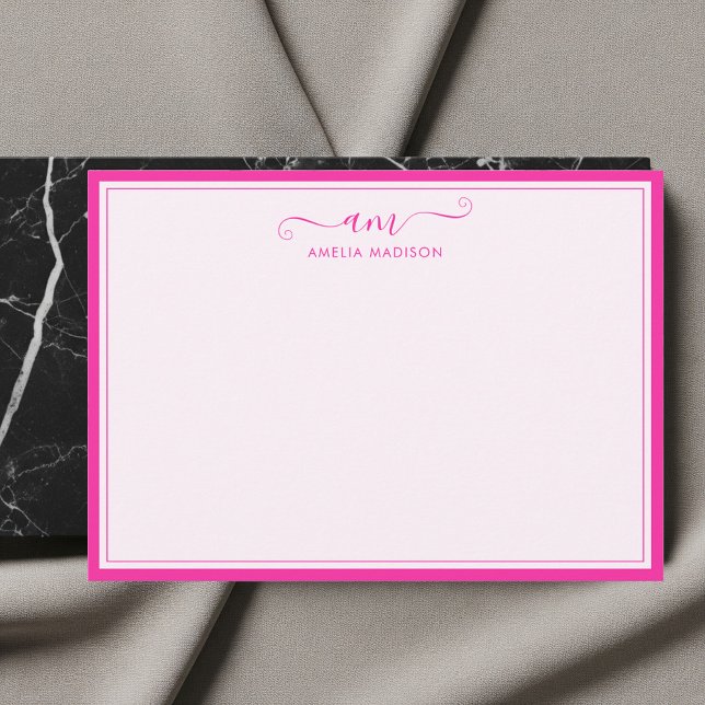 Handwritten Monogram Vibrant Pink Card (Creator Uploaded)
