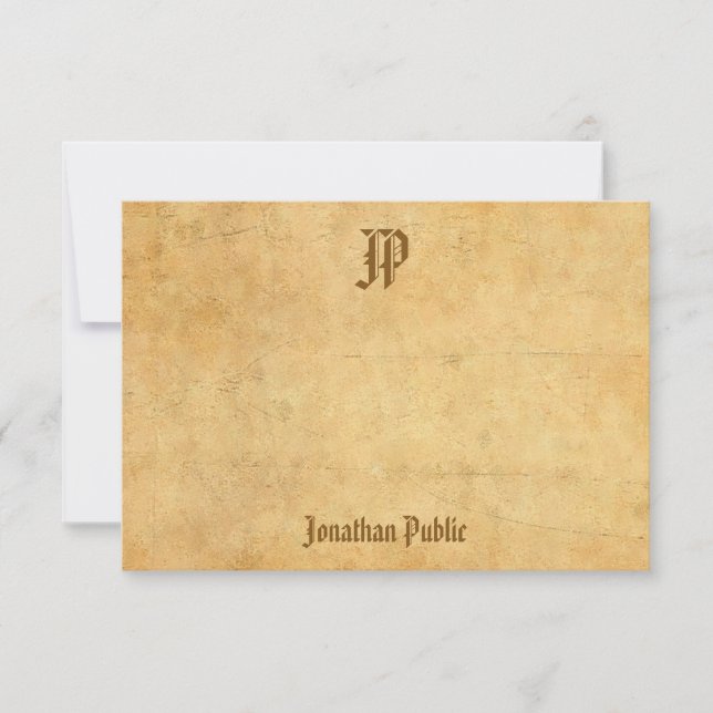 Handwritten Monogram Vintage Nostalgic Look Design Card (Front)