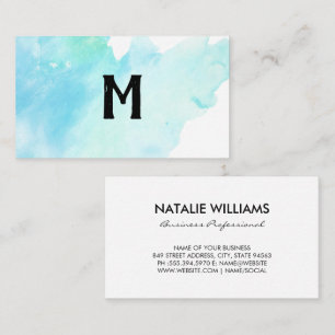 Handwritten Monogram   Watercolor Business Card