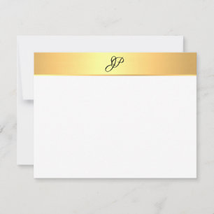 Handwritten Monogrammed Name Faux Gold Modern Card