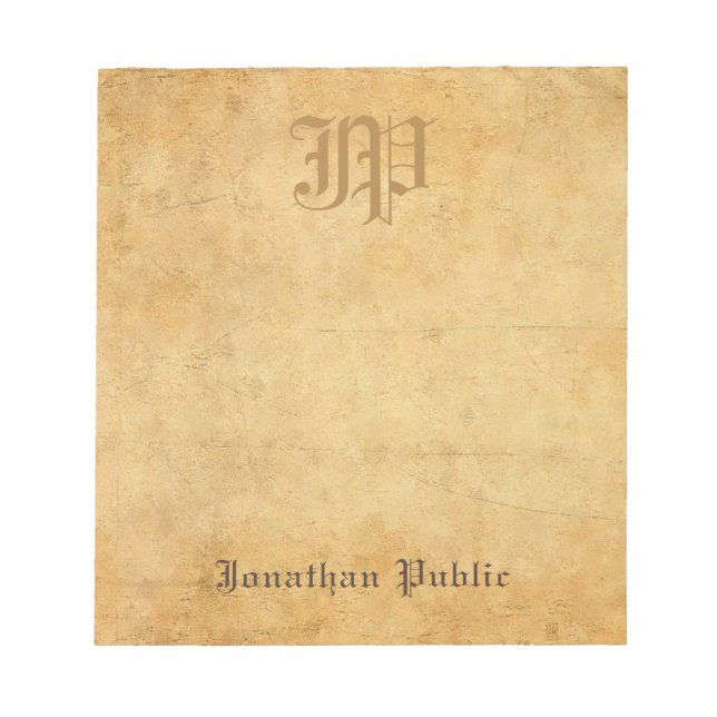 Handwritten Monogrammed Template Vintage Look Notepad (Front)