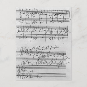Handwritten musical score postcard