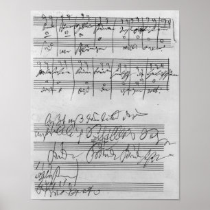 Handwritten musical score poster