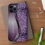 Handwritten Name Glam Purple Metal Glitter<br><div class="desc">The design is a photo and the cases are not made with actual glitter, sequins, metals or woods. This design is also available on other phone models. Choose Device Type to see other iPhone, Samsung Galaxy or Google cases. Some styles may be changed by selecting Style if that is an...</div>