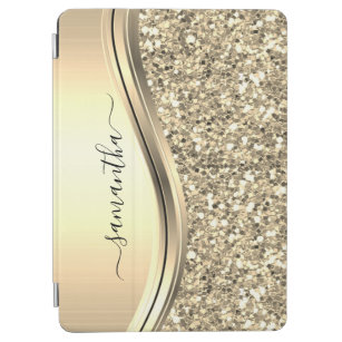 Handwritten Name Glam Silver Metal Glitter iPad Air Cover