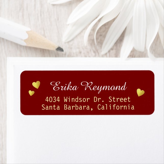 Handwritten Name Gold Hearts dark-red (Insitu)