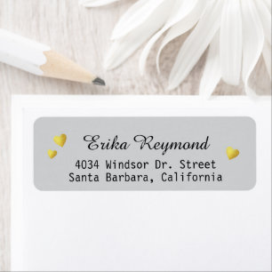 Handwritten Name Gold Hearts Grey
