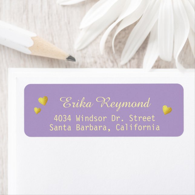 Handwritten Name Gold Hearts light-purple (Insitu)