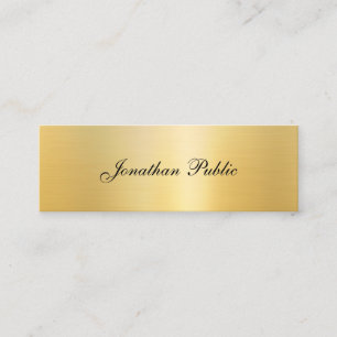 Handwritten Name Modern Elegant Gold Template Mini Business Card