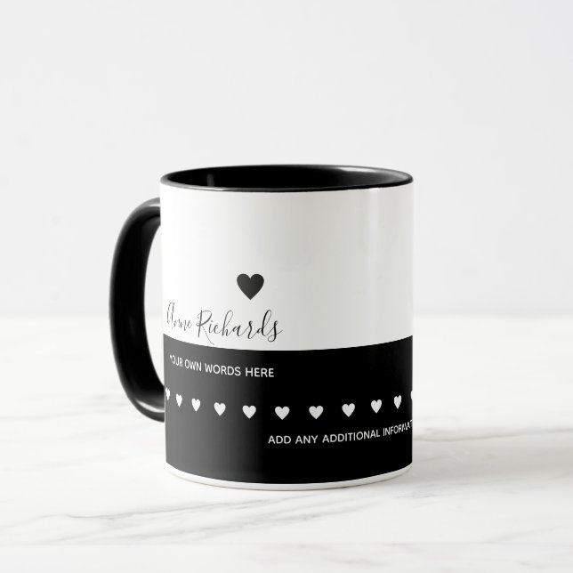 Handwritten Name Signature with Love Heart Black Mug (Front Left)
