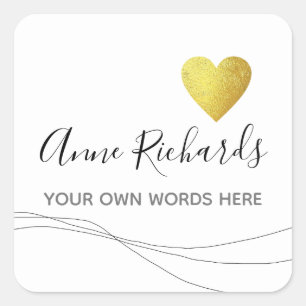 handwritten name signature with love heart square sticker