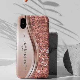 Handwritten Name Silver Metal Faux Glitter   Samsung Galaxy Case