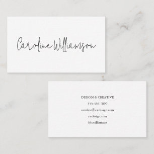 Handwritten Name Simple White Modern Calligraphy Business Card