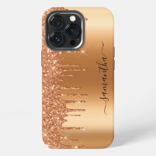 Handwritten Name Terra Cotta Earthy Glitter Drips iPhone 13 Pro Case
