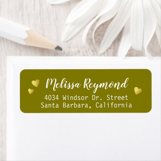 Handwritten Name with gold hearts olive (Insitu)