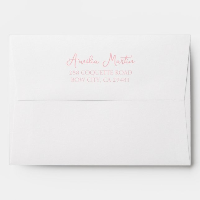 Handwritten Personalised Bow Pink Bridal Shower Envelope (Back (Top Flap))