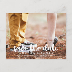 Handwritten Personalised Photo Save The Date Announcement Postcard