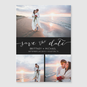Handwritten Photo Collage Black Save the Date