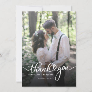 Handwritten Photo Elegant Wedding Thank You Card