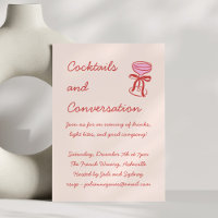 Handwritten Playful Cocktail Doodle Red Pink