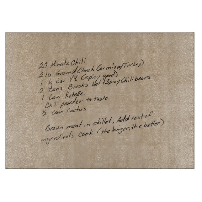 Handwritten Recipe Family Keepsake Custom Photo Cutting Board (Front)