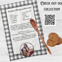 Handwritten Recipe Grey White Plaid Photo