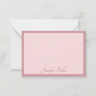 Handwritten Rose Gold Glitter Elegant Modern Card