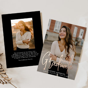Handwritten Rose Gold Script 2 Photo Graduation