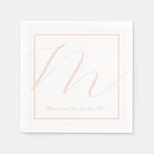 Handwritten Rosy Names Elegantly Monogrammed Napkin