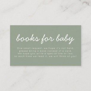 Handwritten Sage Green Baby Shower Books For Baby Enclosure Card