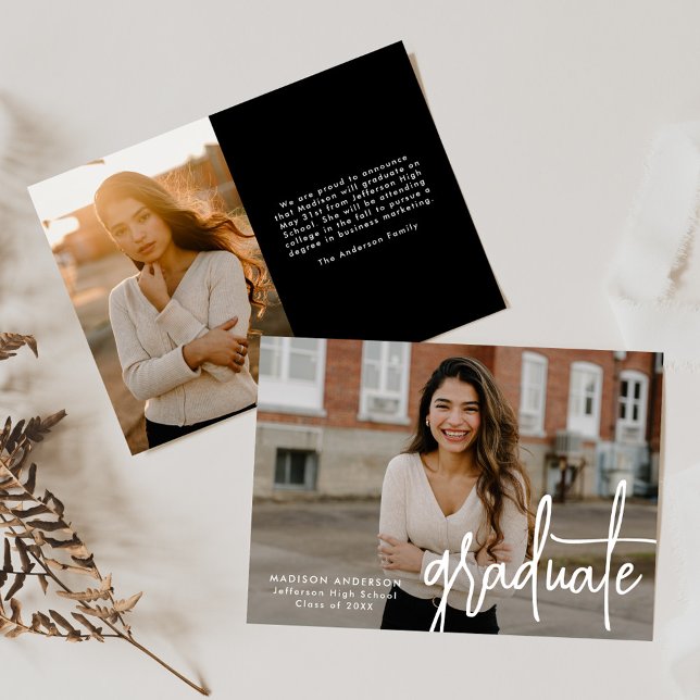 Handwritten Script 2 Photo Graduation Announcement (Creator Uploaded)