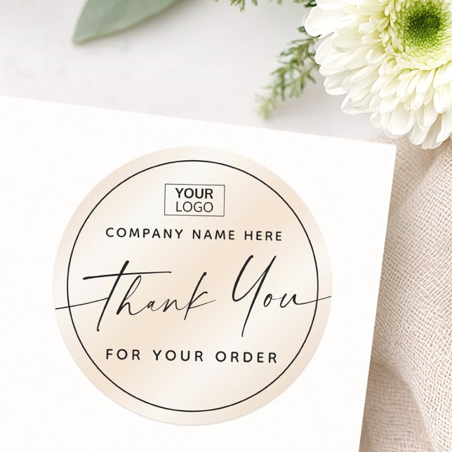 Handwritten script add logo business thank you classic round sticker (Handwritten script add logo business thank you classic round sticker)