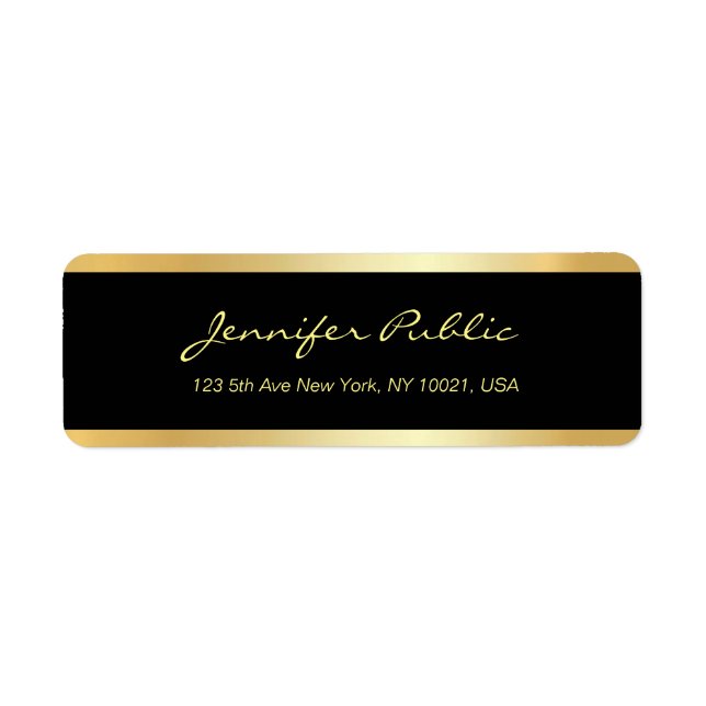 Handwritten Script Black And Gold Elegant Template (Front)