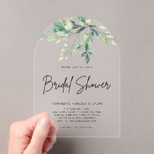  Handwritten Script Black Bridal Shower  Acrylic Invitations