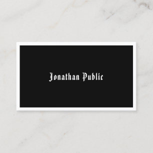 Handwritten Script Black White Elegant Template Business Card
