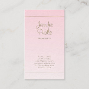 Handwritten Script Calligraphy Pink Gold Luxury Business Card