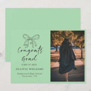 Handwritten Script Celadon Graduation Announcement