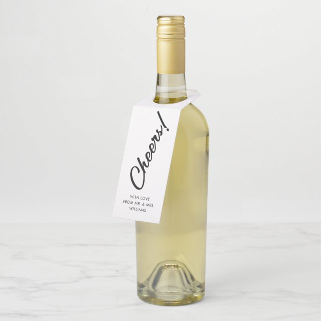 Handwritten Script | Cheers Bottle Tag (Angled)