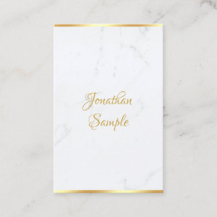 Handwritten Script Elegant Classy Marble Gold Business Card
