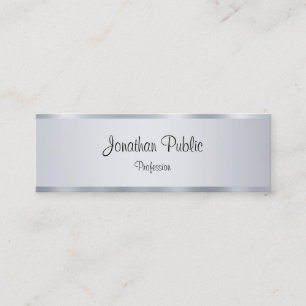 Handwritten Script Elegant Modern Silver Template Mini Business Card