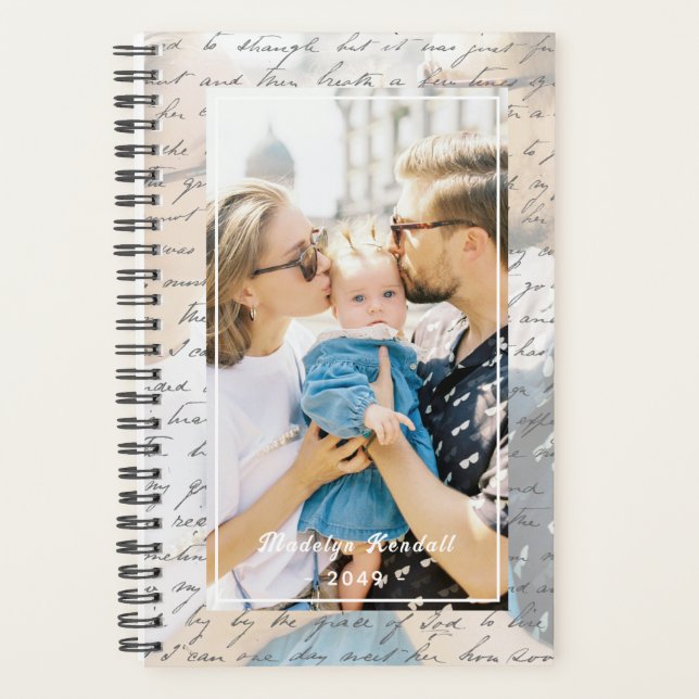 Handwritten Script Family Photo Personalised Planner (Front)