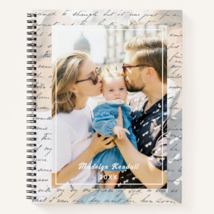 Handwritten Script Family Photo Personalized Notebook