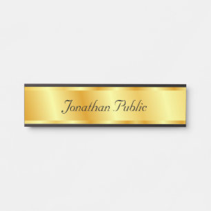 Handwritten Script Faux Gold Elegant Glamourous Door Sign
