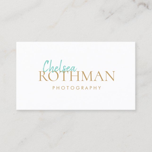 Handwritten Script Font Simple White Business Card (Front)