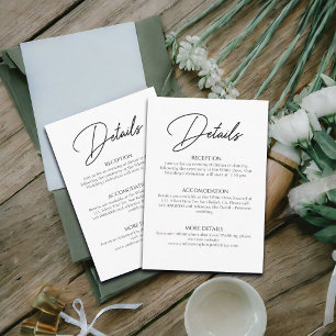 Handwritten Script for Wedding Details Enclosure Card