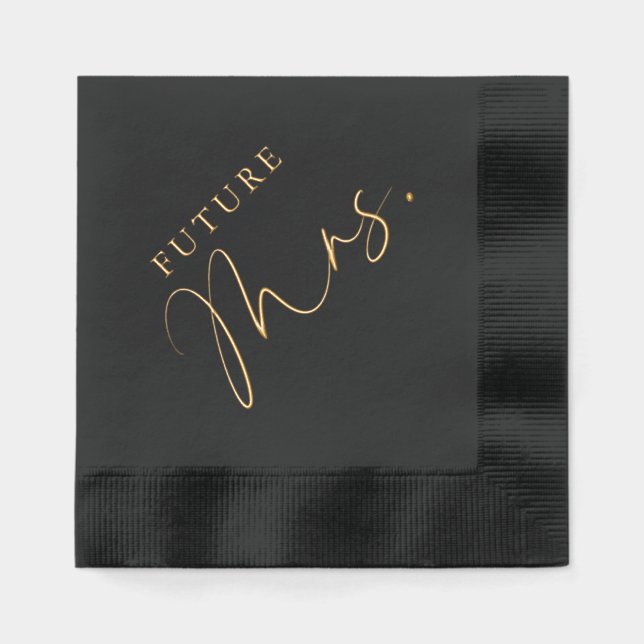 Handwritten Script Future Mrs. Bridal Shower  Foil Napkins (Front)