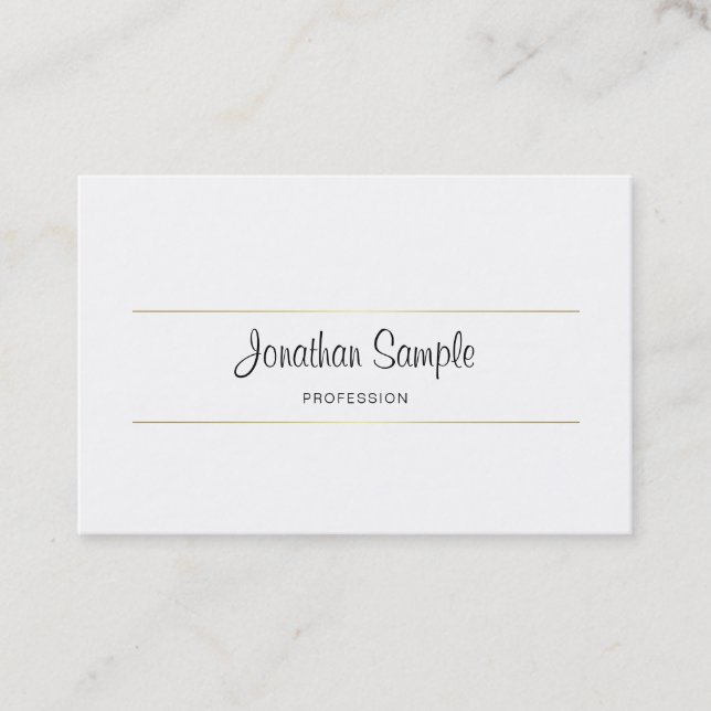 Handwritten Script Gold Creative Design Luxe Plain Business Card (Front)