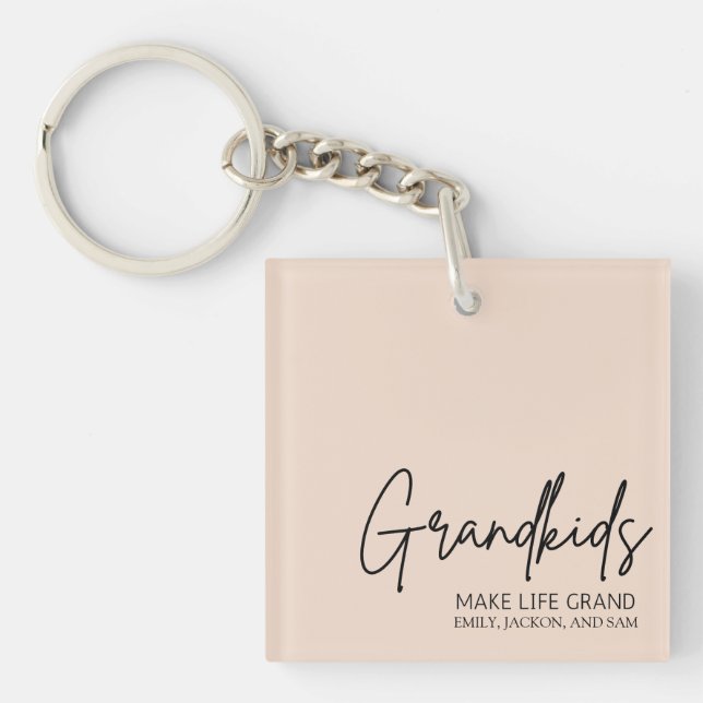 Handwritten Script Grandkids make life Grand  Key Ring (Front)