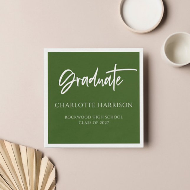 Handwritten Script Green Graduation Party Napkin (Creator Uploaded)