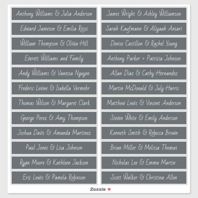 Handwritten Script Guest Names Labels Offblack (Sheet)